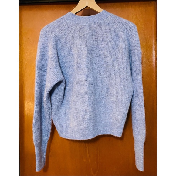 J. Crew Ribbed V-Neck Cardigan Sweater Alpaca Blend Heather River Blue - Picture 6 of 9